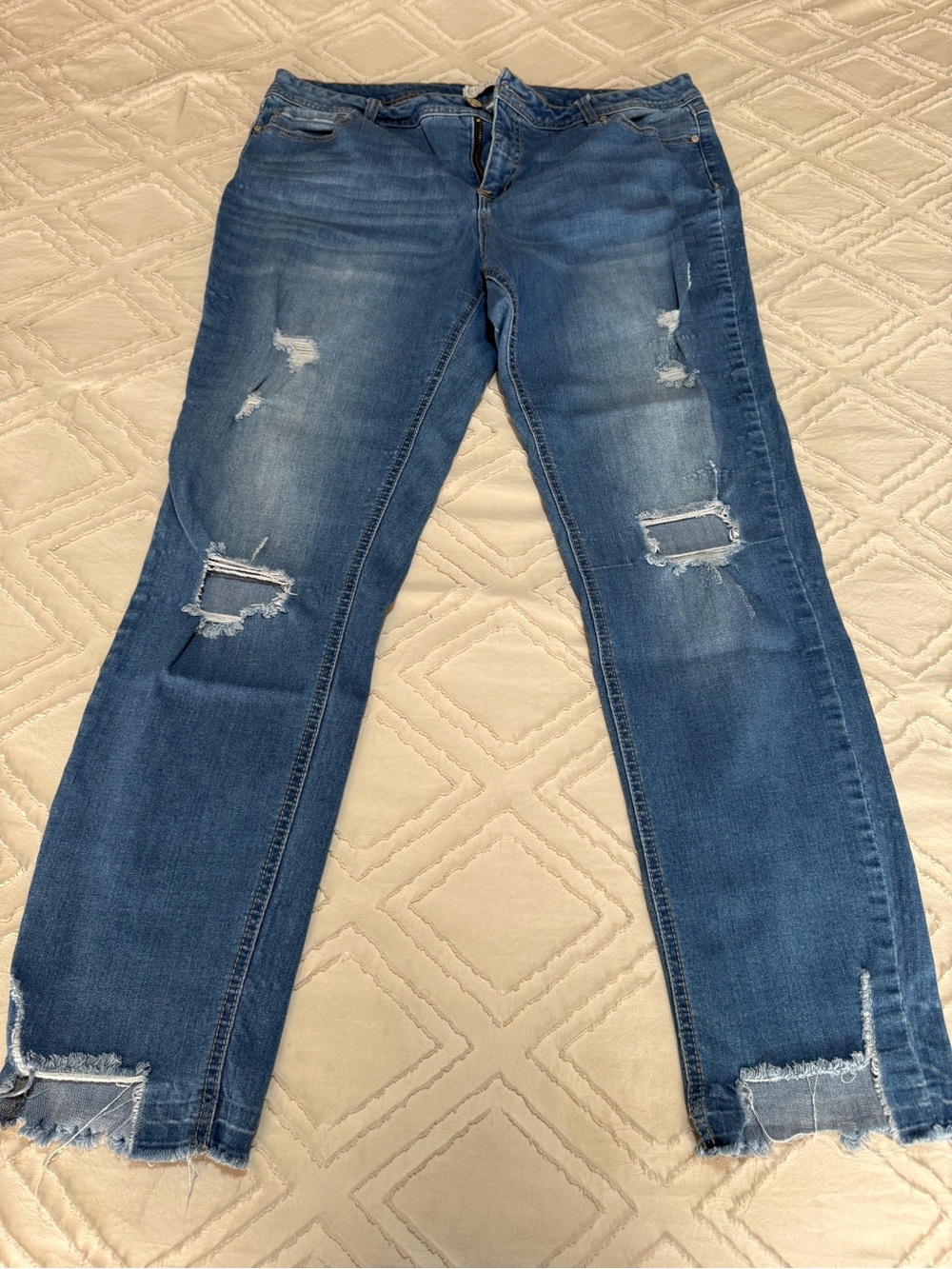Cato Distressed Dark Blue Straight Leg Jeans